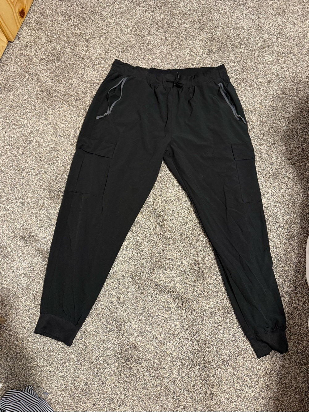 Libian Black Cargo Joggers with Drawstring